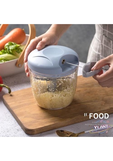 Döndür Sebze Kesici Kıyıcı Dilimleyici Meyve Sarımsak Basın Masif Peynir Kırıcı Pişirme Aksesuarları Mutfak Gadgets Aracı Mavi, 500ml Ahşap - Pudra