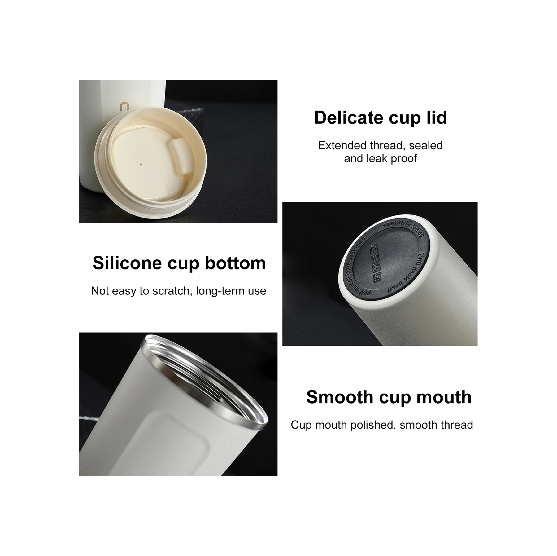 Lemestar 304 Çelik İkili Vakumlu Isı Saklayıcı, Araçta/seyahatte Kullanım, Siyah 380ml Portatif Kahve Fincanı Siyah