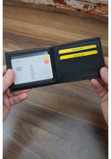 Erkek Cüzdan Klasik Model 10 Kart Cepli Modern Tasarım Siyah Renk Siyah