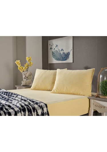 Doqu Home Penye Çarşaf Takımı Çift King Size - Sarı