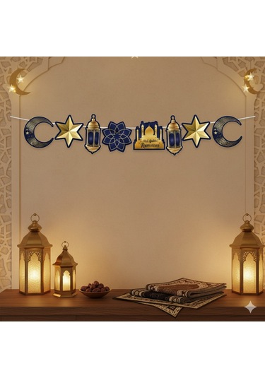 Dodomar 90x30 Cm Ramazan Ayyıldız Figürlü Mavi Süs Sarkıt Tavan Dekoru Diğer