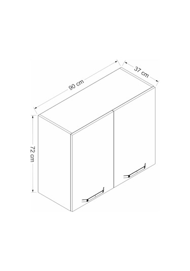 Minar Mutfak Modül Üst 2dk1r 90cm Dolap Byz Cam Mebran C Byz