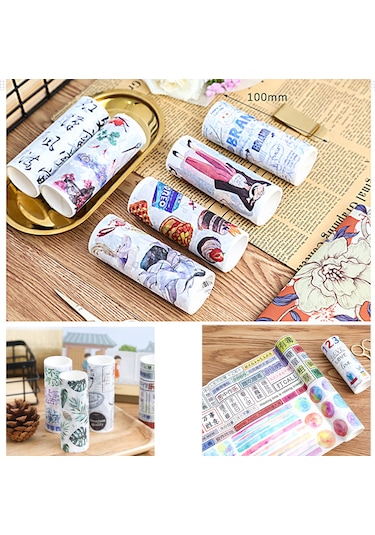 Geeroyoo Geniş Formatlı Washi Bandı - El Defteri, Günlük, Albüm Dekorasyon Malzemesi - 14 Kaligrafi Deseni