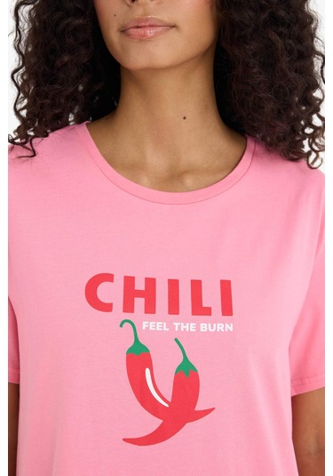 Defacto Regular Fit Bisiklet Yaka Baskılı Kısa Kollu Gecelik -fall İn Love F6076ax25hspn237 Pembe Defacto Regular Fit Bisiklet Yaka Baskılı Kısa Kollu Gecelik -fall İn Love F6076ax25hspn237 Pembe