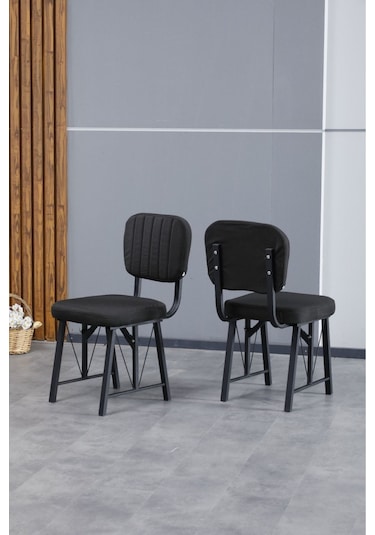 Hayat Serisi Mutfak Sandalyesi, Yemek, Bahçe, Kafe, Modern Sandalye 2 Adet - Siyah Siyah