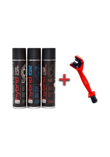 Motosiklet Zincir Bakım Seti 4 Lü Fırça Hediyeli