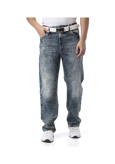 Cd903 Men S Wide Leg Relaxed Fit Trousers Blue