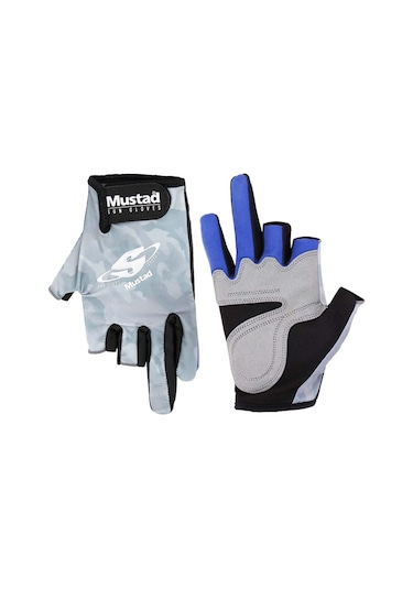 Mustad L Beden Sun Gloves Uv Korumalı Balıkçı Eldiveni Çok Renkli