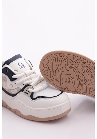 Benetton Bni-12157 Kadın Sneaker Ayakkabı Beyaz Lacivert Benetton Bni-12157 Kadın Sneaker Ayakkabı Beyaz Lacivert