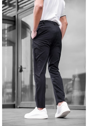 Jogger Paraşüt Kumaş Siyah Renk Erkek Pantolon-1767 Siyah