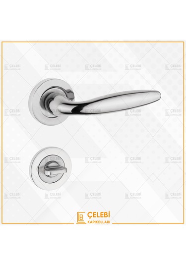 Tombik Kol Yuvarlak Rozetli Nikel Saten Wc Kapı Kolu