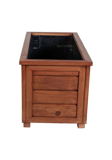 Kaf Ahşap Dekoratif Ahşap Saksı - Uzun / Maun