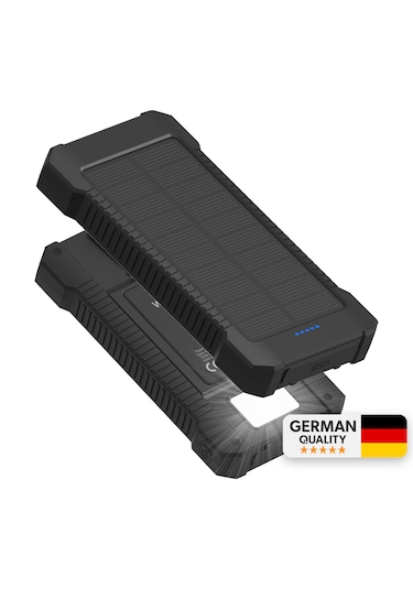 Woyax Güneş Enerjili Solar Powerbank 10000mah Led Işıklı Taşınabilir Batarya Şarj Cihazı Siyah Siyah