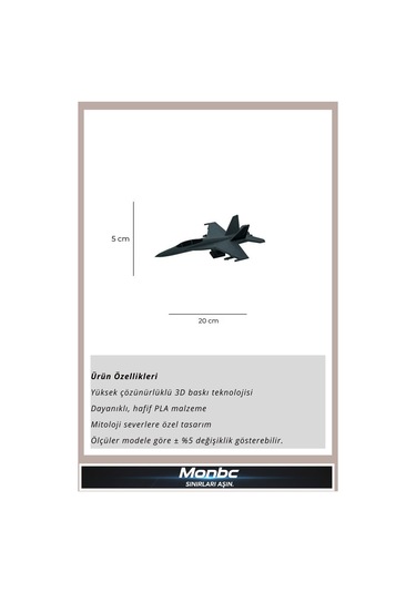 Monbc F-18 Jet Uçak Maketi 3d Tasarım Dekoratif Biblo, Hediyelik Ve Ev Ofis İçin Şık Aksesuar