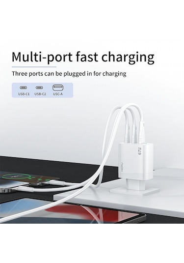 Hp-c32 67 Watt Gan Şarj Adaptörü 100 Cm Kablo 3-port Fast Charger
