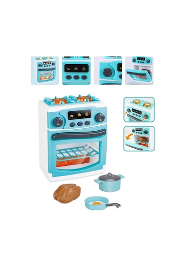 Pilli Işıklı Sesli Evcilik Mutfak Çocuk Eğitici Oyuncak Fırın Seti Full Fonksiyon