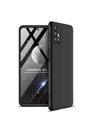 Kilifone - Samsung Uyumlu Galaxy M31s - Kılıf 3 Parçalı Parmak İzi Yapmayan Sert Ays Kapak - Siyah