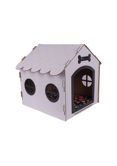 Ahşap Dekoratif Köpek Evi-kulübesi, Küçük Irk Köpekler İçin Kulübe, Köpek Kulübesi Beyaz-siyah