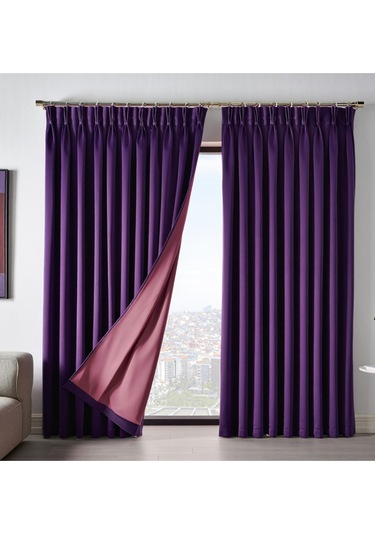 Dauble Blackut Karartma Perde Tek Kanat 1x2 Amerikan Pileli Fon Perde Mor