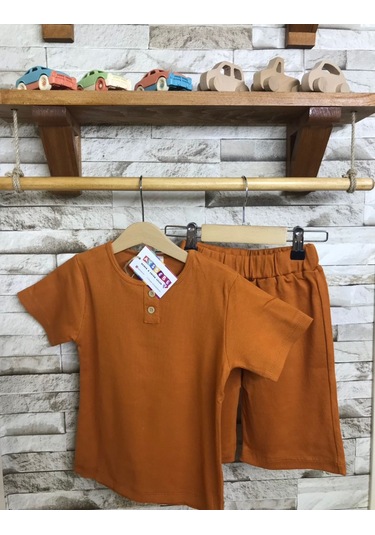 Aysbebe Erkek Çocuk Şortlu Kaşkorse Takım Kısa Kollu Kiremit