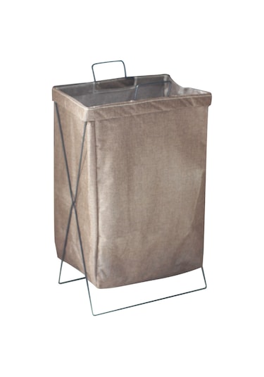 Cbtx 52 L Katlanabilir Çamaşır Sepeti Demir Raf Pamuk Keten Kirli Giysiler L Kahve Diğer