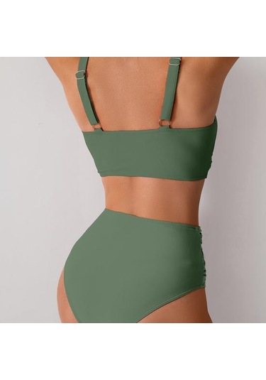 2 Adet/set Kadın Bikini Seti Derin V Yaka Dolgulu Telsiz Sütyen Yüksek Bel Yüzme Şortu Seti Düz Renk Yırtmaçlı Tasarım Plaj Giyim Pembe 2 Adet/set Kadın Bikini Seti Derin V Yaka Dolgulu Telsiz Sütyen Yüksek Bel Yüzme Şortu Seti Düz Renk Yırtmaçlı Tasarım Plaj Giyim Pembe