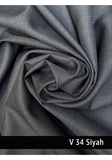 Donatti Siyah Düz Keten Fon Perde 1/3 Pile Tek Kanat Siyah