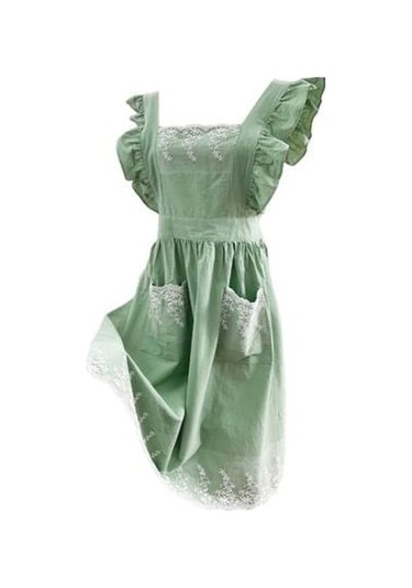 Novahub Yeşil Dantel Önlük Kullanışlı Kolsuz Fırfır Tasarım Tam Vücut Çiçekçi Bahçe İşi Temizlik Ev Gereçleri Yeşil