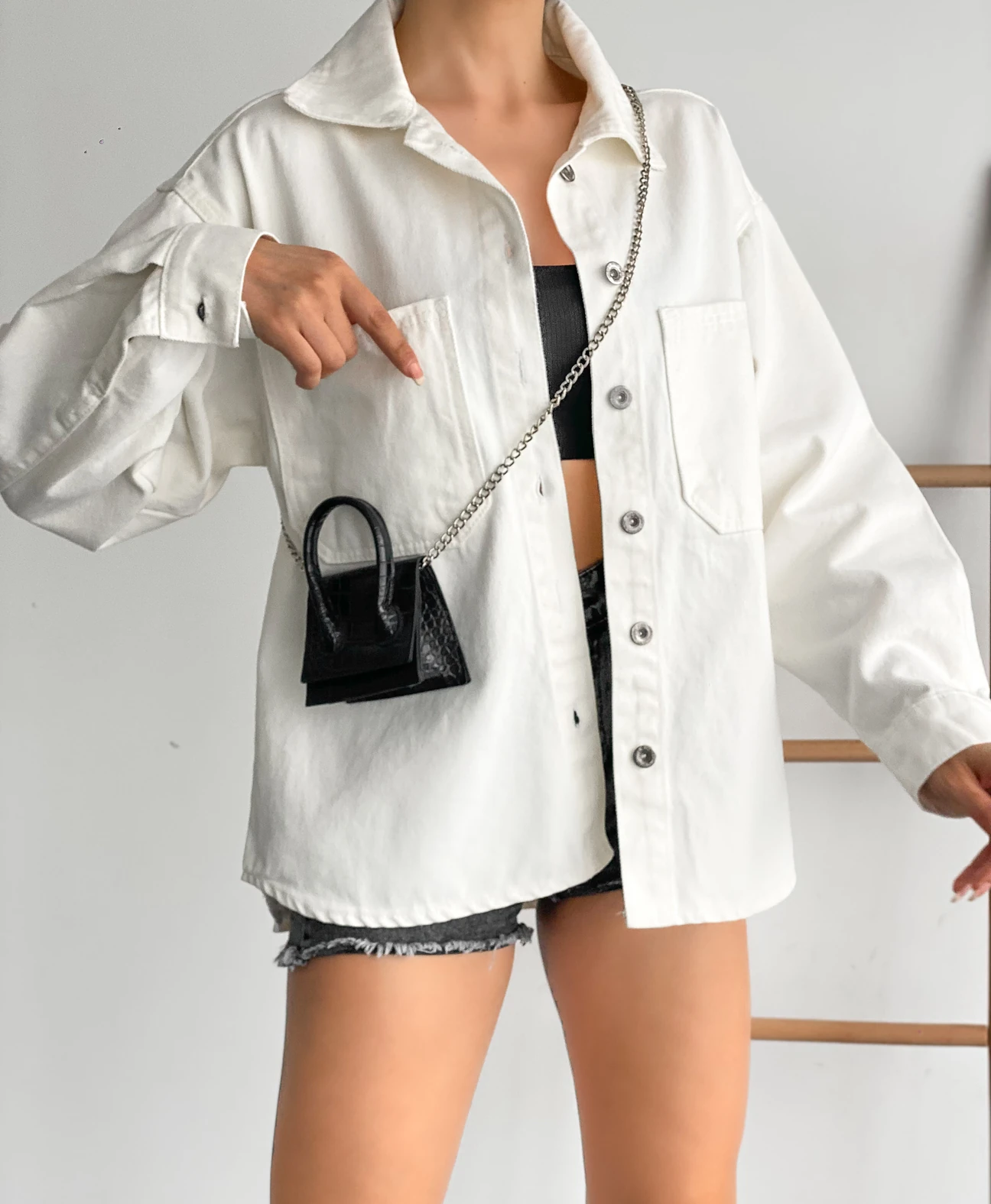 Lirya Prive Oversize Denim Ceket Beyaz