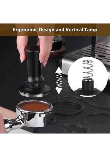 Dashanshop Kalibre Yaylı 53mm Paslanmaz Çelik Espresso Tamper - Kahve Öğütme Aleti Gri Desenli