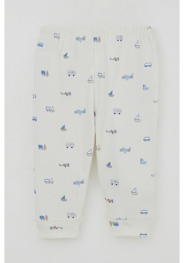 Breeze Erkek Bebek Pijama Takımı Omuzdan Patlı Mini Taşıtlar Dünyası 4 Ay-1 Yaş, Ekru Ekru