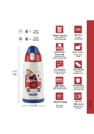 Çift Duvarlı Vakumlu Çocuk Termos 560ml