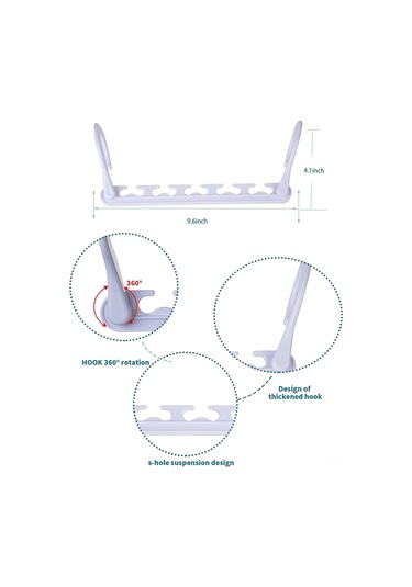 Geeksen 10 Adet Abs Plastik Çok Amaçlı Katlanabilir Seyahat Otobüsü, Kaymazlı 5 Delikli 360 Döner Askı, Elbise Çorap Asma İçin Dolap Alanı Tasarrufu Beyaz