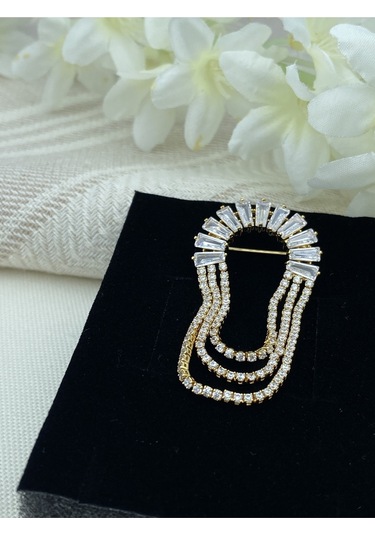 Kyver Su Yolu Sallantılı Zirkon Taşlı Broş