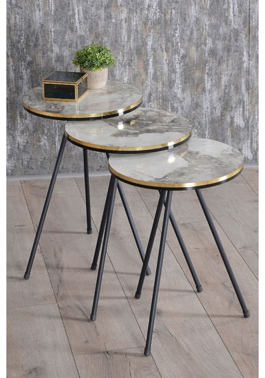 Orta Sehpa Kr Siyah Tel Ayak Çift Altın Efes Çok Renkli