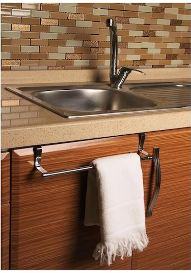 Krom Kaplama Çelik Dolap Kapağı Havlu Askılığı 30cm Dolap Kapağı Mutfak Bezi Askılı Siyah Siyah