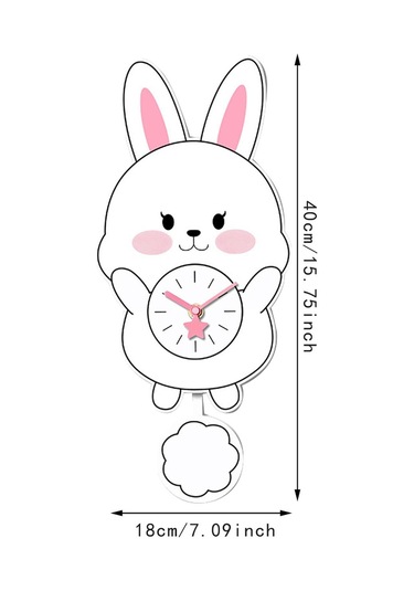 Homyl Tavşan Sarkaçlı Duvar Saati Sessiz Saat Akrilik Askılı Stil B