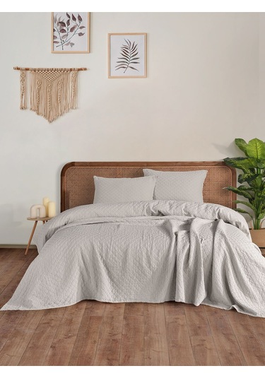 Cambridge Yatak Örtüsü Seti Çift Kişilik Açık Gri Kutulu