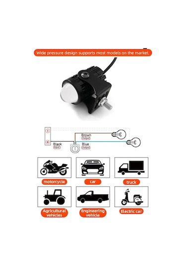 Suofeng Dayanıklı 60w Led Motosiklet Farı - 6000lm Parlaklık, Ip67 Su Geçirmez, Çift Işık Modu 112 Karakter Çok Renkli79