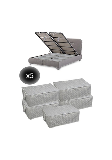 Adarya Home 5 Adet Bazaaltı Hurç 60 x 40 x 22 - Büyük Boy Baza Hurcu -  Beyaz