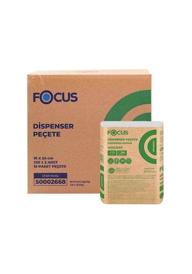 Focus Optimum Masa Üstü Dispenser Peçete 18 X 24 Cm 250 Yaprak - 18 Adet 50002668 Beyaz