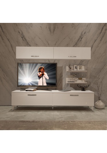 Decoraktiv Eko 5 Slm Std Silver Tv Ünitesi Tv Sehpası Beyaz