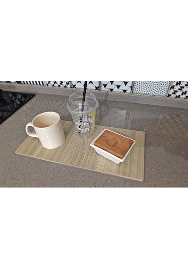 Kahve Krem Koltuk Kenarı Katlanabilir Yan Sehpa Amerikan Servisi