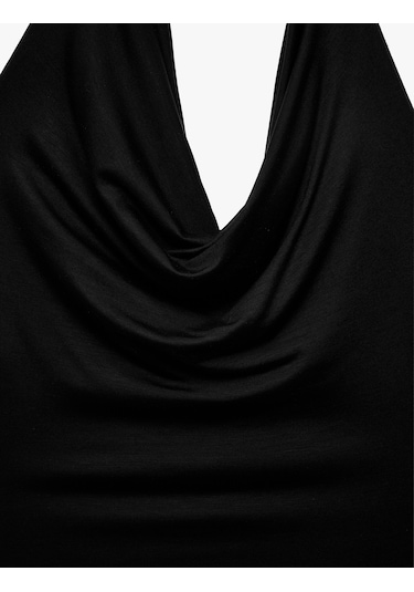Koton Sırt Dekolteli Degaje Yaka Bodysuit Siyah 6sak10003ek