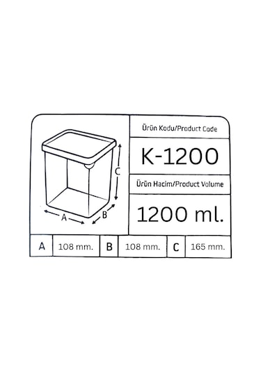 Offbox Kare Bakliyat Baharat Gıda Saklama Kabı - 1.2 Lt. - 12 Adet Antrasit Şeffaf