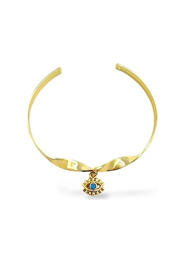 Göz Charm Kıvrımlı Çelik Kelepçe Gold