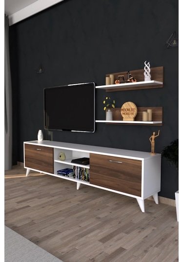 Moonlife Zümrüt Tv Ünitesi  Beyaz Ceviz