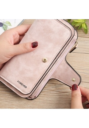 Kadın Bozuk Para Bölmeli Pu Deri Uzun Cüzdan Kahverengi B821 Kahverengi Kahverengi