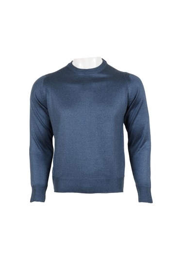 Erkek Kazak Klasik Normal Kesim Yünlü Rar00491 Mavi