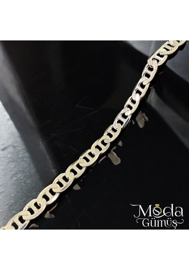 Modagümüşevi Özel Kutulu 925 Ayar Gümüş 4mm Erkek Forse Barlı Zincir Bileklik